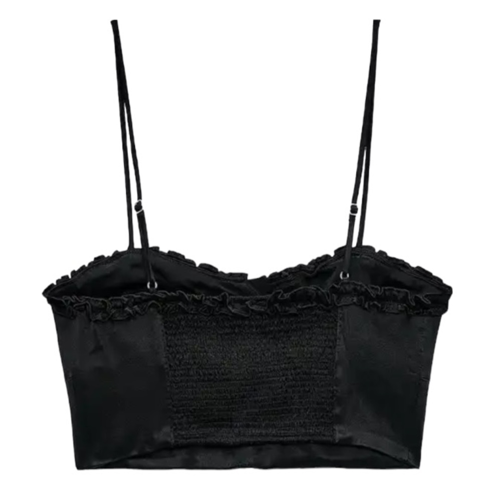 Zara Satin Effect Black Bustier Top - Picture 2 of 10